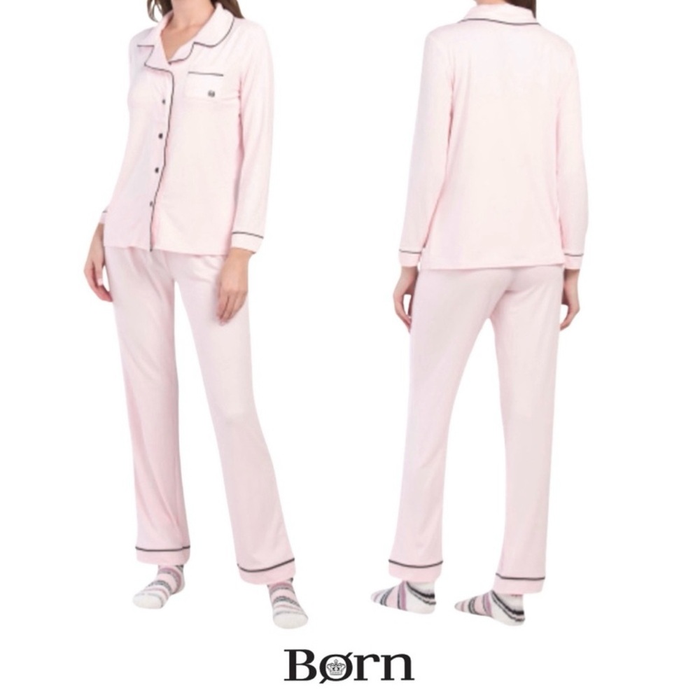 NWT Pink Notch Collar Long Sleeve Pajama Set